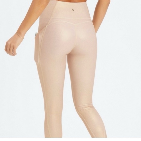Fabletics Oasis High Waisted Leggings Gold Hologram NWT - Picture 3 of 16